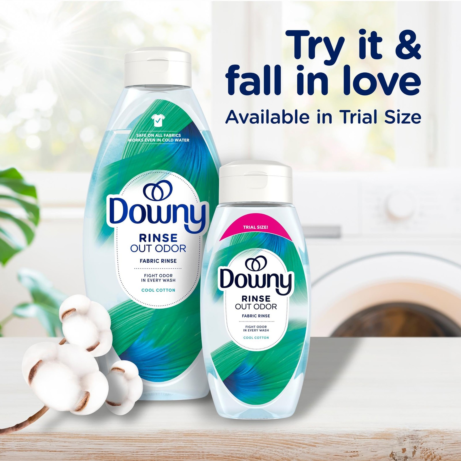 Downy Rinse Laundry Odor Remover, Cool Cotton Scent, 48 48 Fl Oz (Pack of 1)