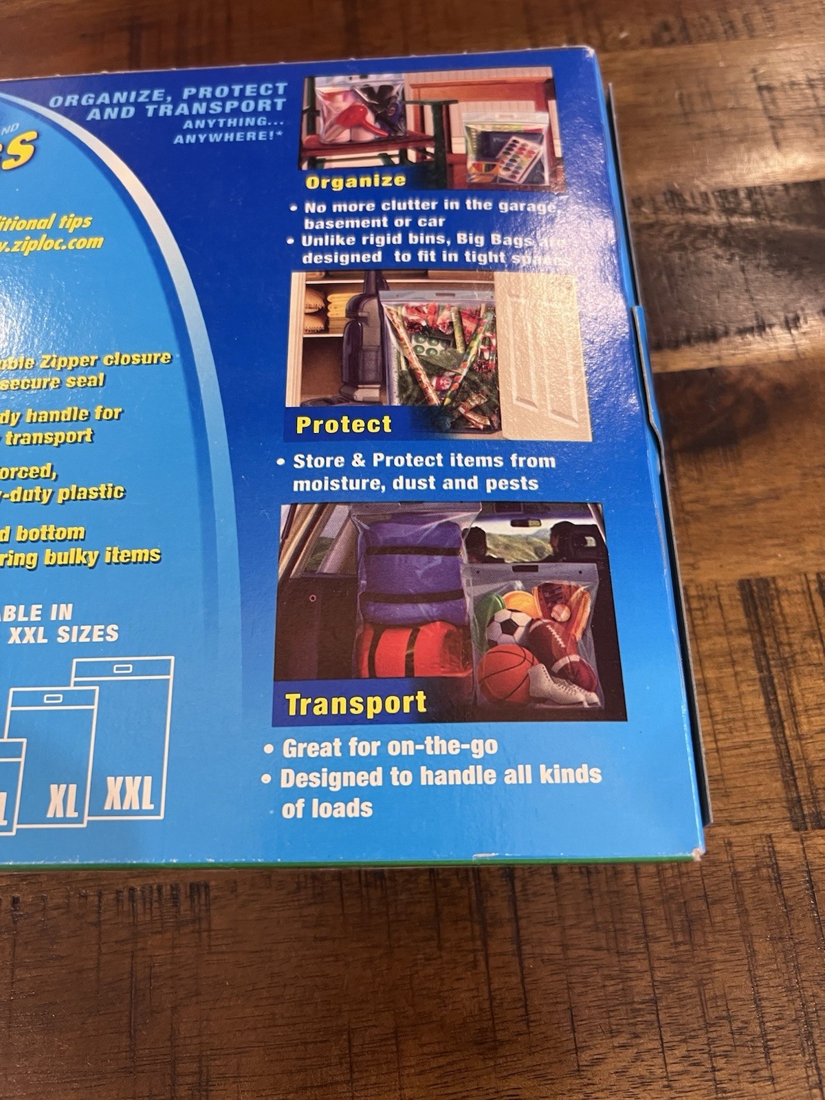 New Ziploc Big Bags Heavy Duty XXL 3 Bags 2′ x 2.7′ Double Zipper Discontinued