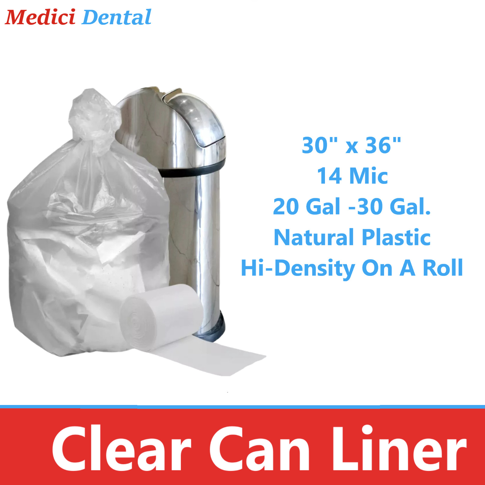 CLEAR Garbage Bags Office Household Storage Roll Trash Bag 12-16 Gln, 33 Gallons