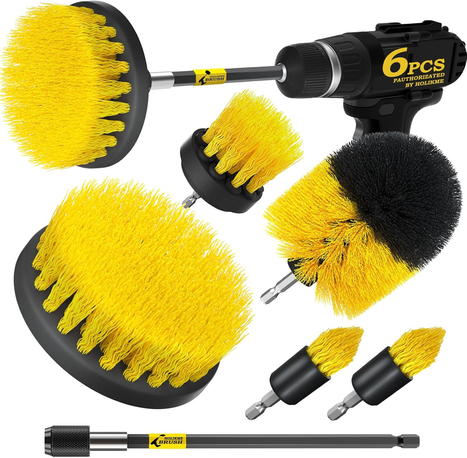 6-Pack Drill Brush Power Scrubber Kit for Grout, Tile, Floor, Shower & Kitchen