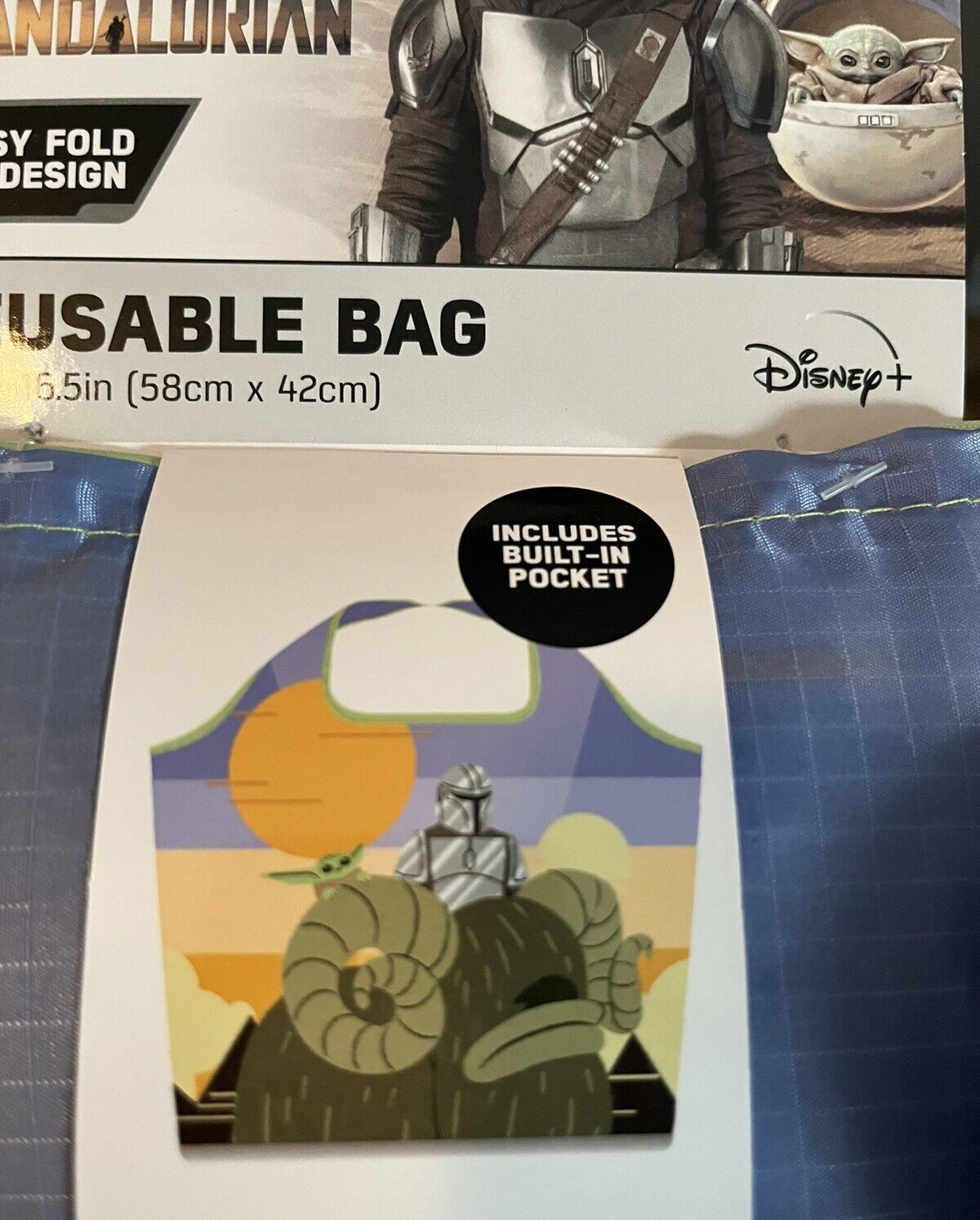 Star Wars – The Mandalorian Reusable Bag with Built-in Pocket – 23in x 16.5in