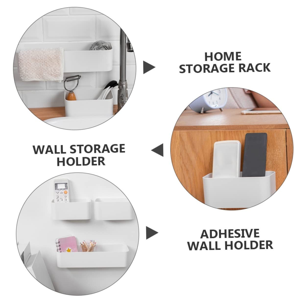 Wall Mounted Storage Box 4 Pack – Adhesive Holder for Remote, Phone & Small Item