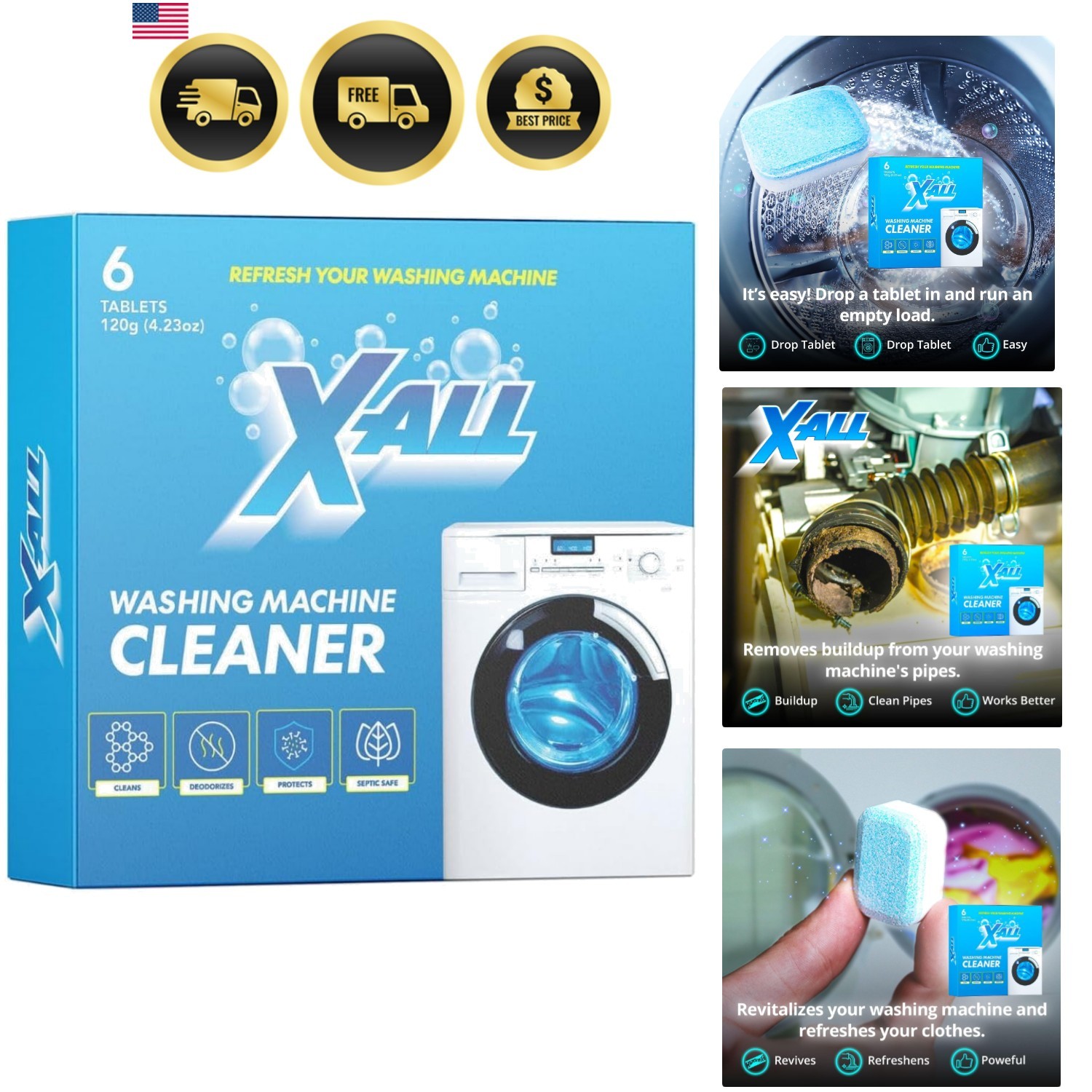 Washing Machine Cleaner – Deep Cleaning Tablets, Cleans and refreshes the int…