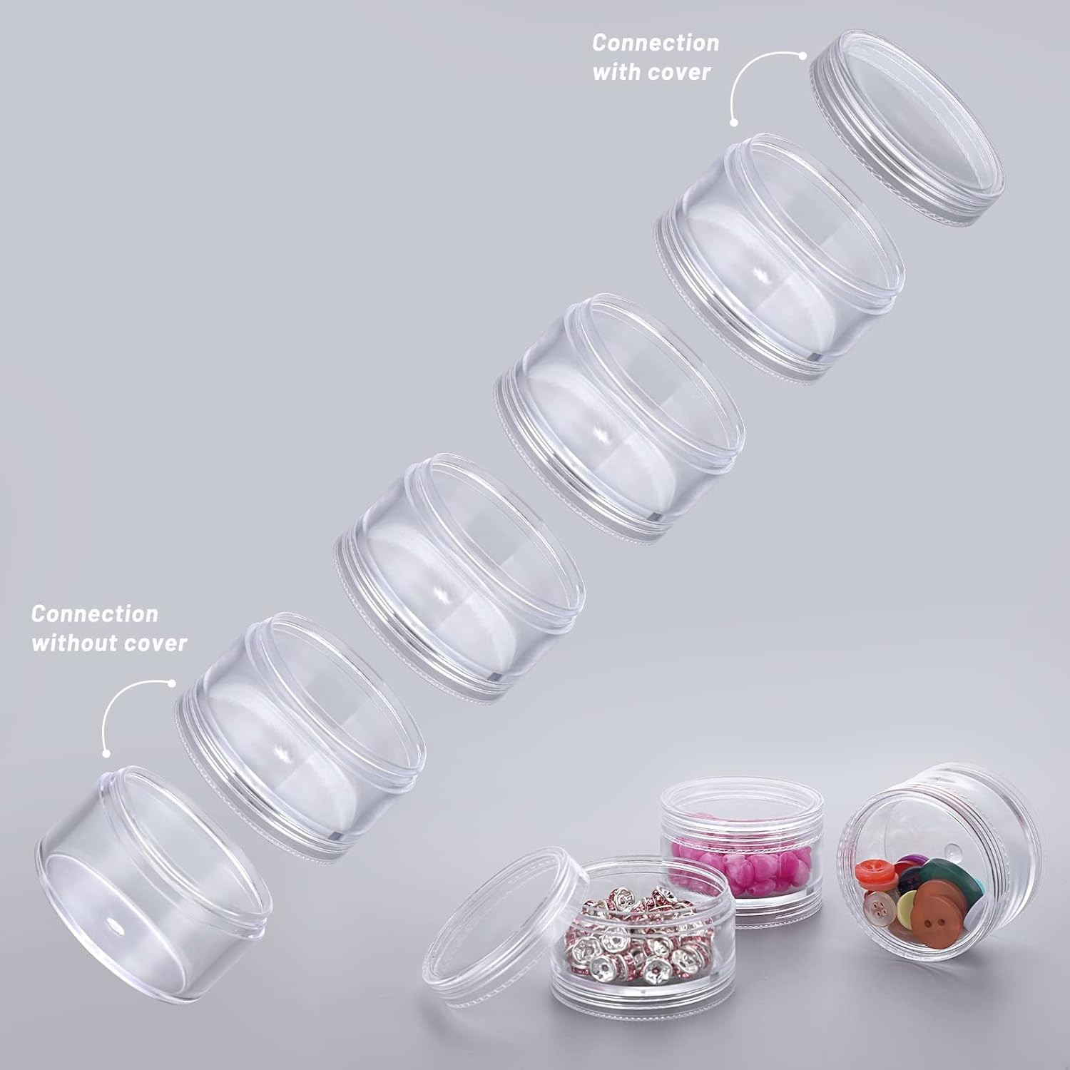 4 Set Stackable Cosmetic Containers with Screw Lids Plastic Sample Jars 30ml