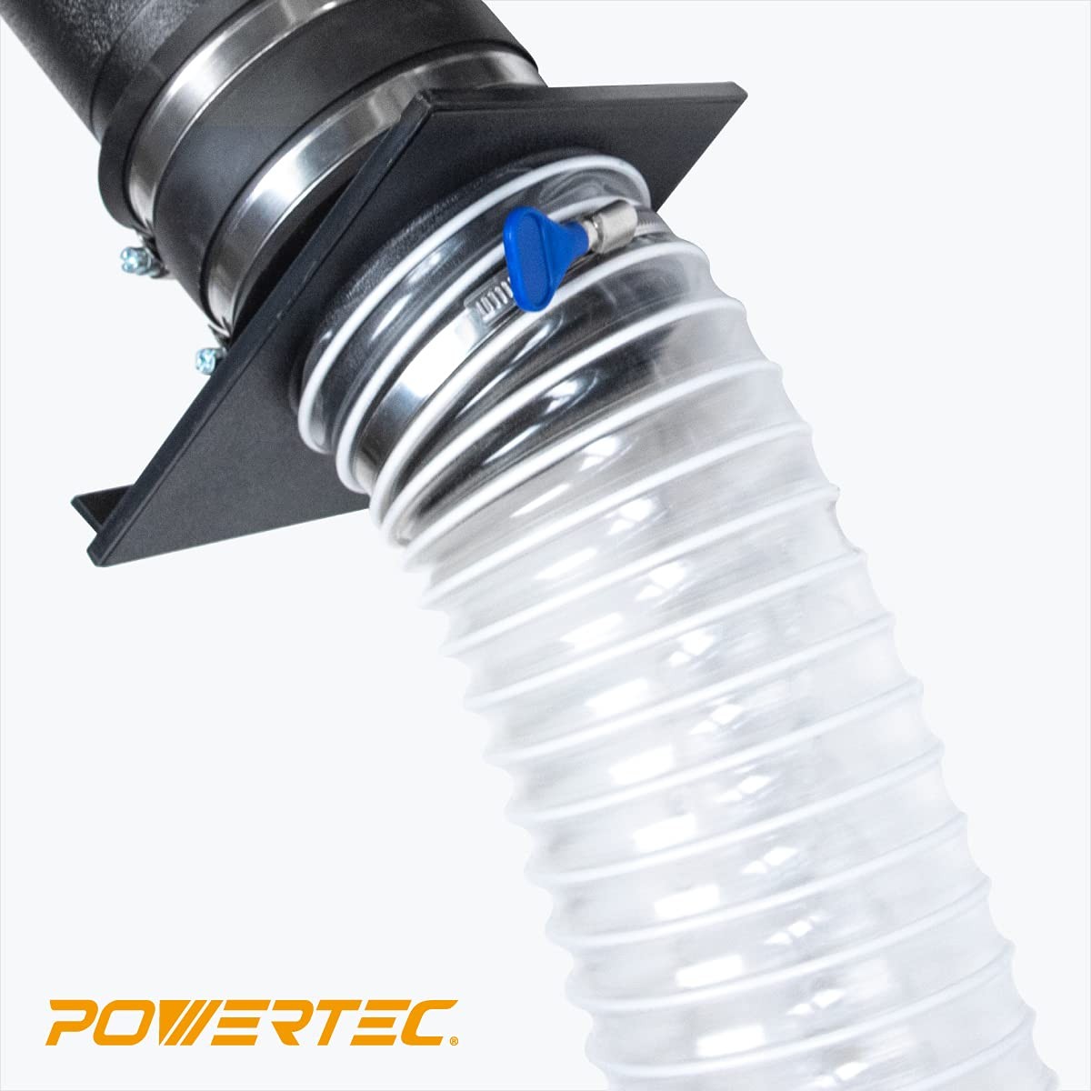 POWERTEC 5 x 10′ Dust Collection Hose, 5 Inch Flexible PVC Hose for Woodworking