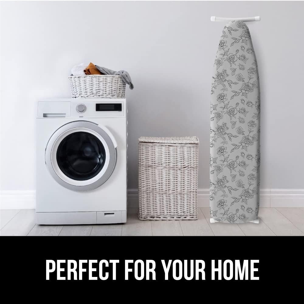 Scorch Resistant Ironing Board Cover with Strong Bungee Elastic – Floral