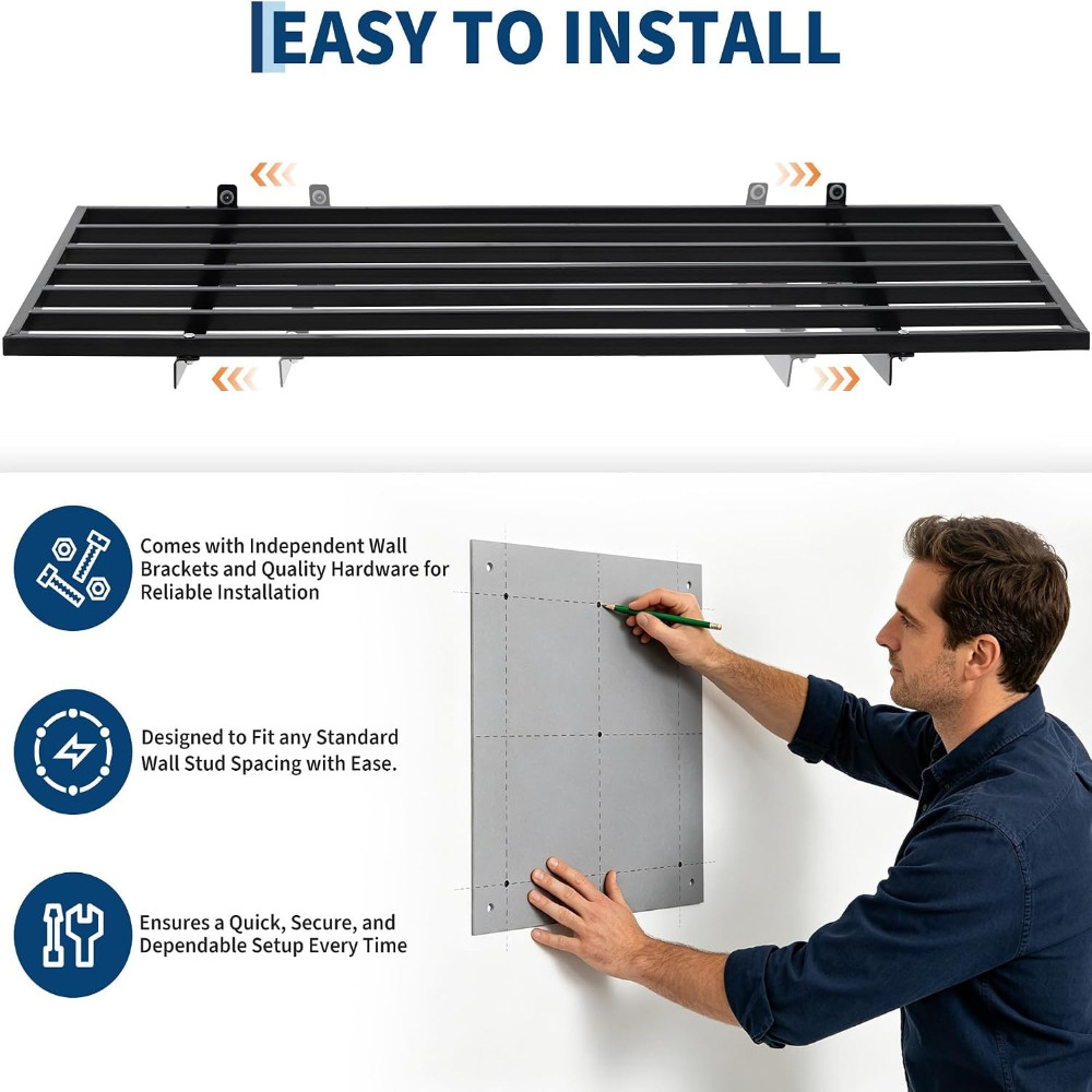 Heavy Duty 2-Pack Wall Shelves 2x6ft 500lb Steel Rack for Garage & Workshop Use