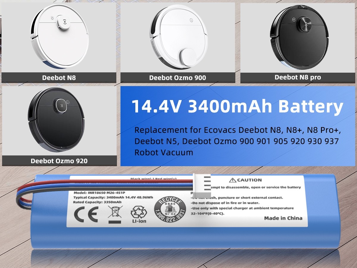 3400mAh Battery for Ecovacs Deebot N8 N8+ N8 PRO+, Deebot Ozmo 900 905 920 930