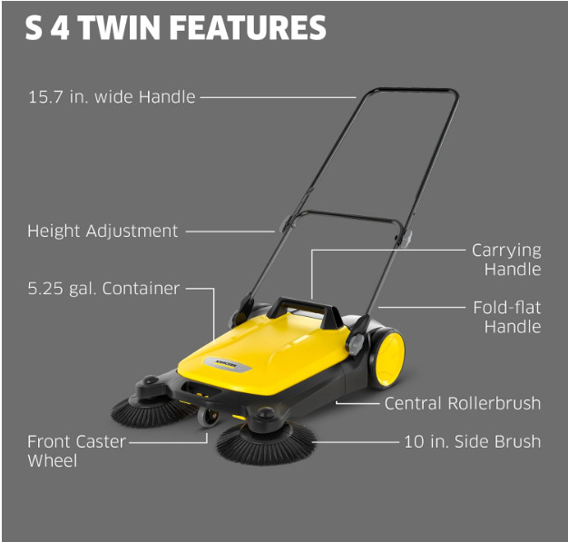 Barredora Manual para Exteriores 26,8″ con Depósito de 5,25 Galones. Nuevo