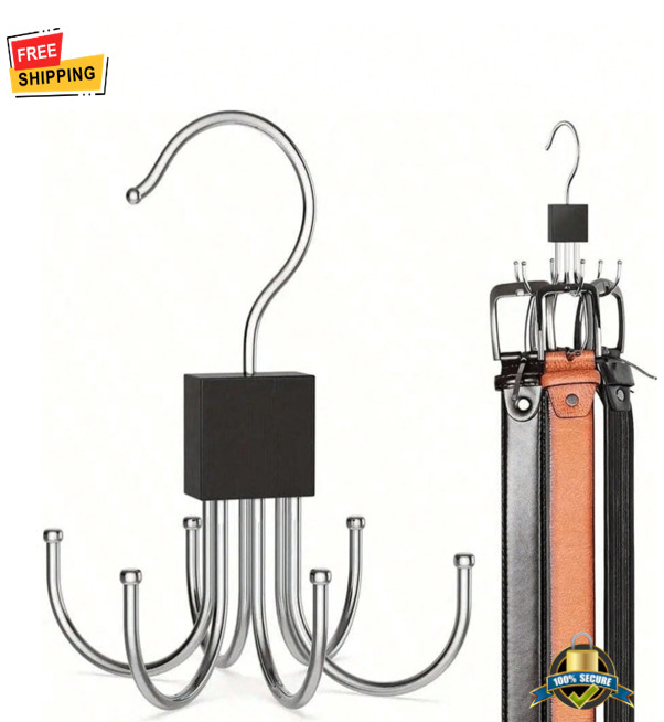 1 pc 360° Rotating Belt Hanger Closet Organizer for Ties, Bras & Accessories