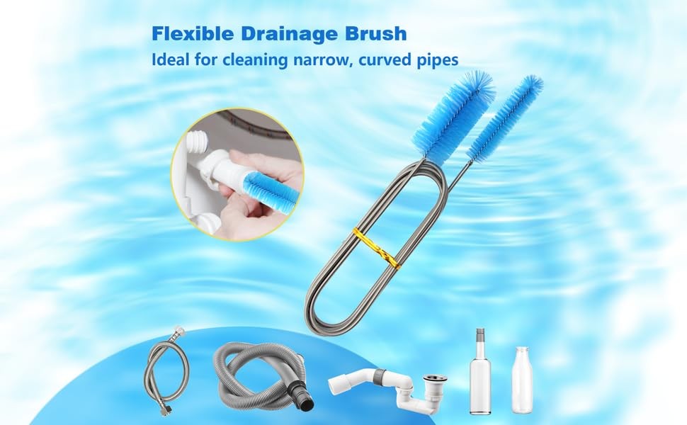 Flexible Drain Pipe Brush，Suitable for AC Drain Lines、cpap Cleaning、Shower Drain