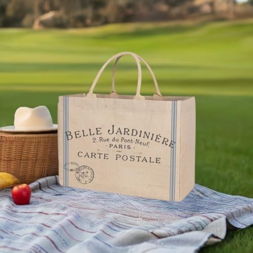 Jute Market Tote Bag 100% Natural Fiber 12.5 Inch Tall 17 Inch Wide 7 Inch Deep