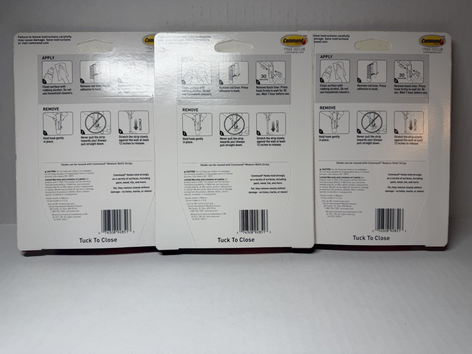 New Command Medium Wire Hooks – 16 Hooks, 20 Strips – Lot of 3 Packs – White
