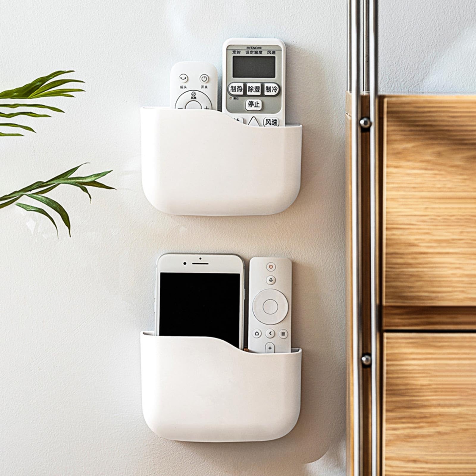 Adhesive Wall Mount Universal TV Remote Control Holder Caddy Storage Box 2 PCS