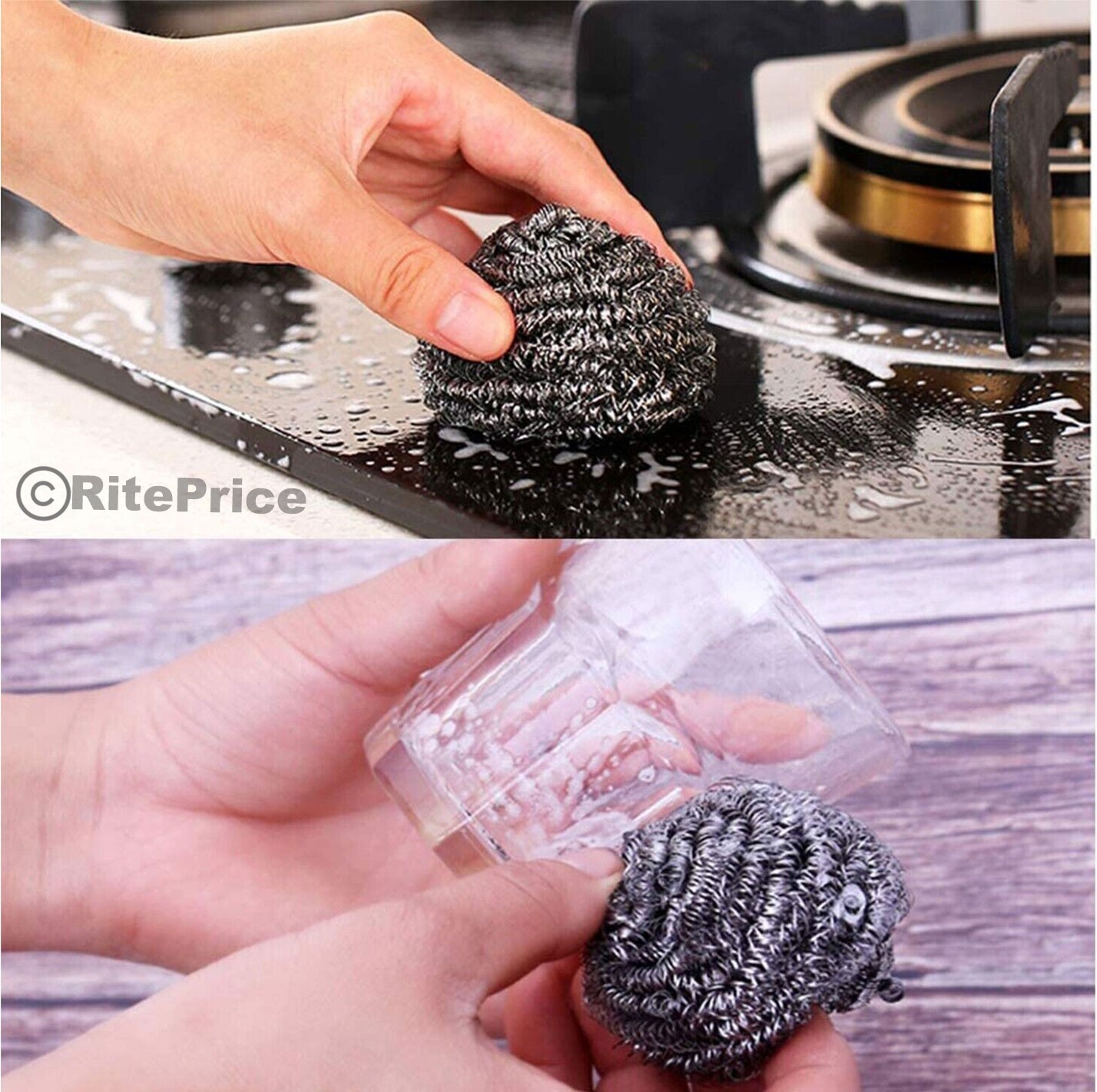 Jumbo 4 PCS Stainless Steel Sponges Scrubbing Scourer Pad For Kitchen (2 Pack)