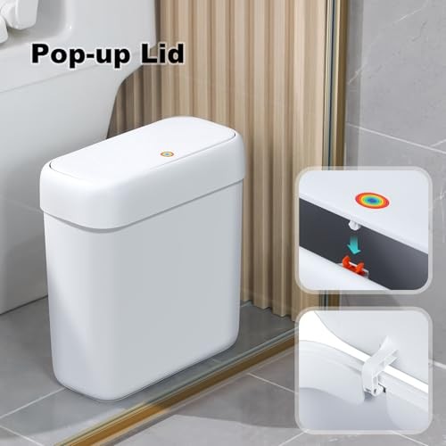 Bathroom Small Trash Can with Lid,10L / 2.7 Gallon Slim 1 Pack (2.7 Gallon)