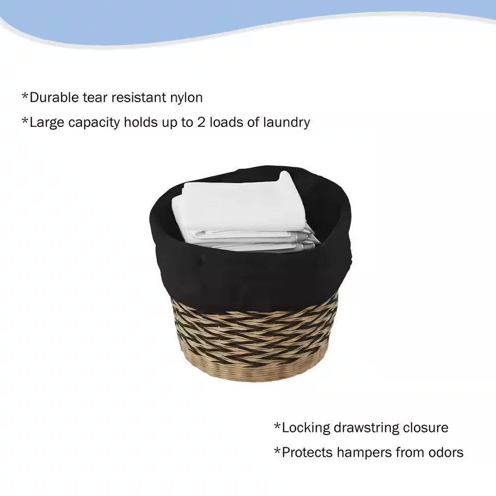 Jumbo Laundry Bag Nylon Heavy Duty Washable Drawstring Black Travel Hamper