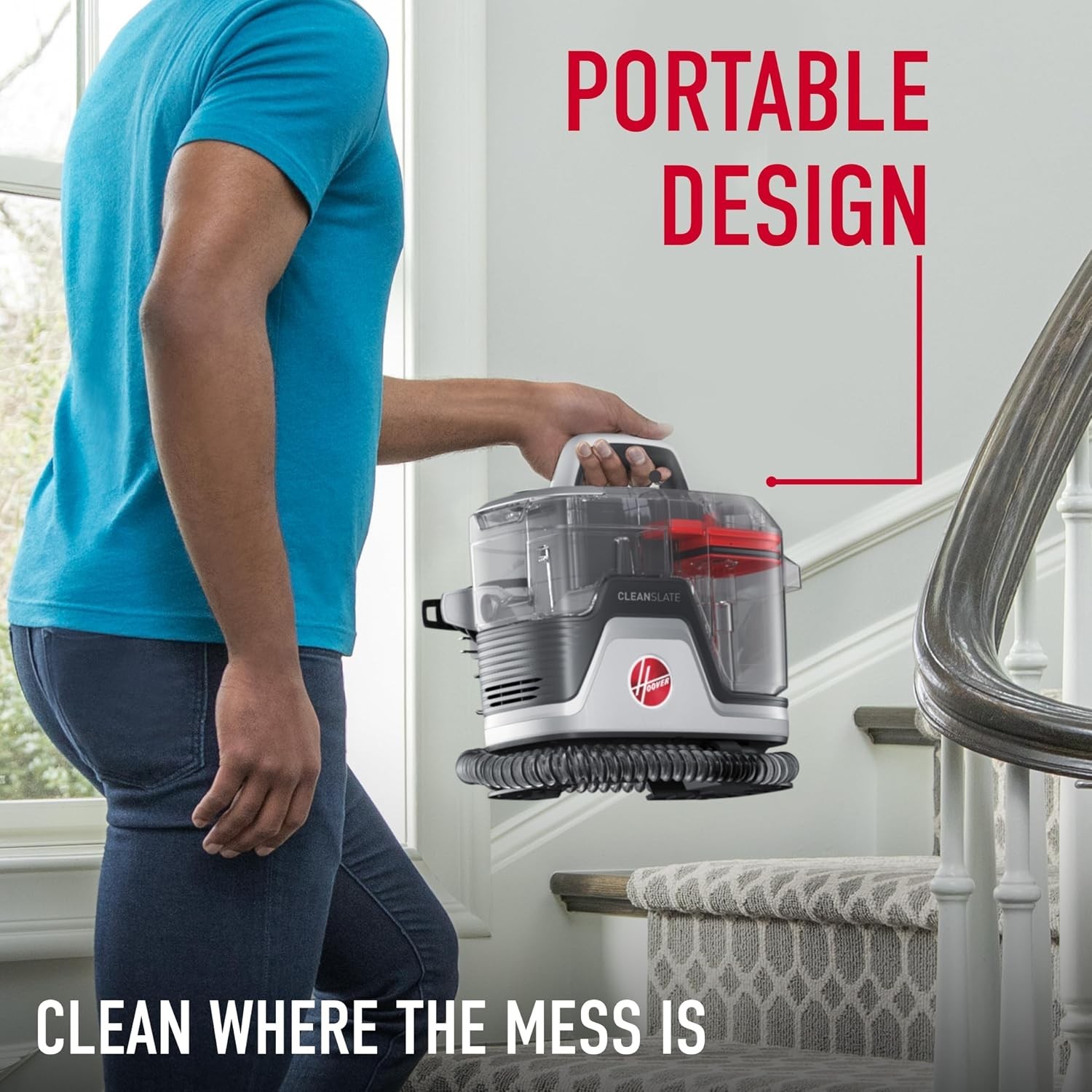 CleanSlate Plus Portable Carpet + Upholstery Spot Cleaner Machine, Powerful Suct
