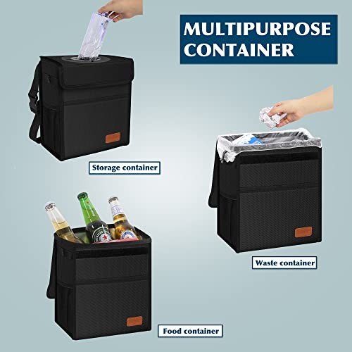 Leak Proof Car Trash Can with Lid – Waterproof Automotive 2.25 Gallons Black