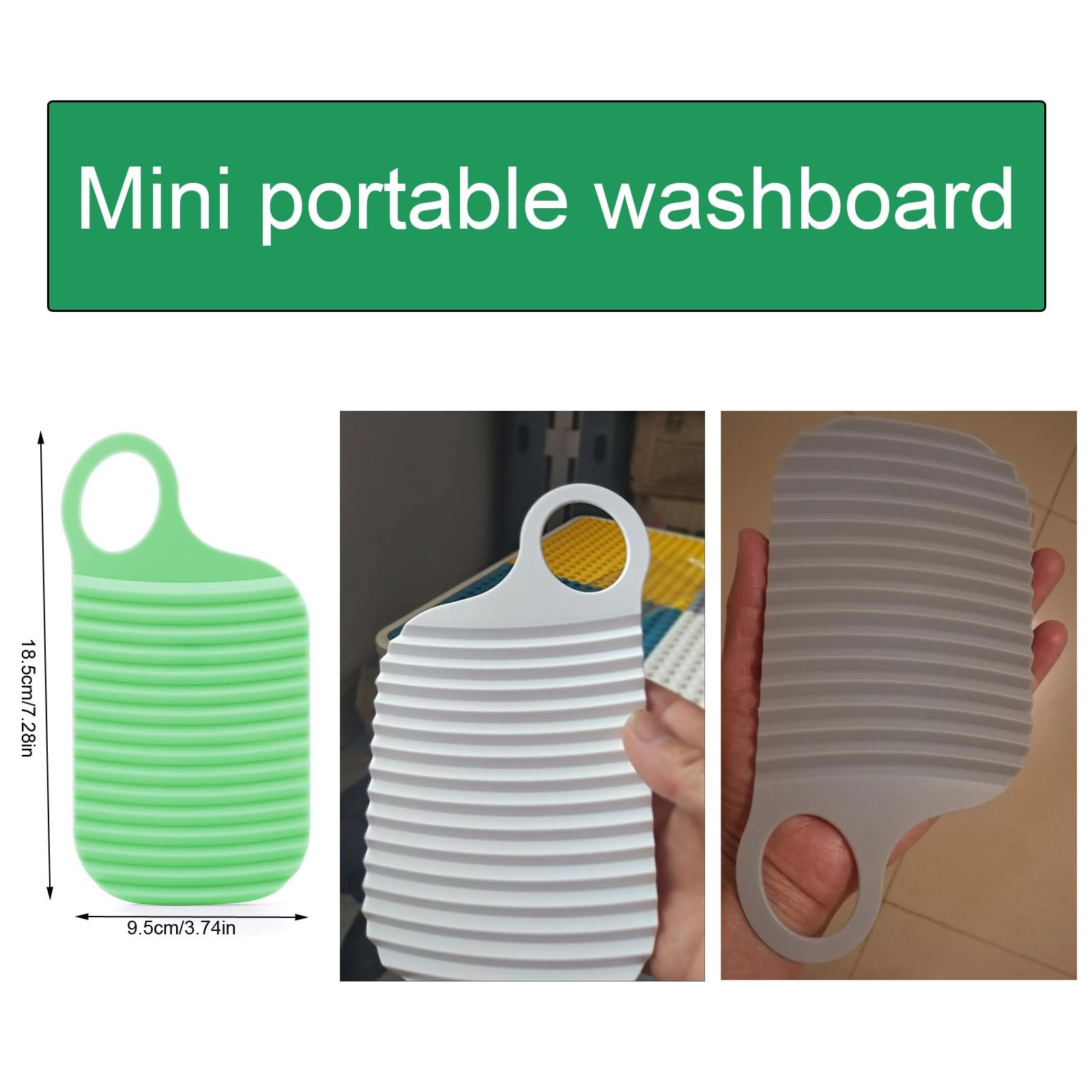 NentMent 3 Pack Mini Washboard Portable 0.09 liters, Gray, White, Green