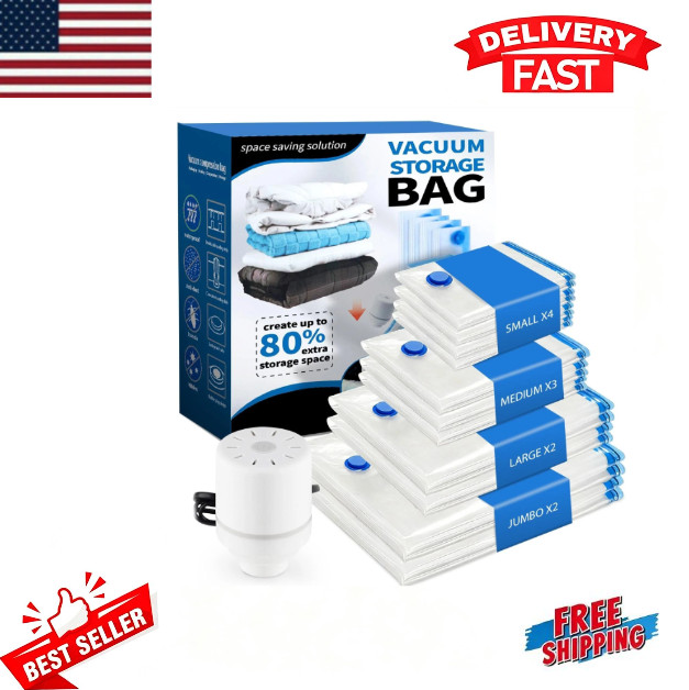Vacuum Storage Bags with Electric Pump Reusable Air Tight Compression Bags 11PCS