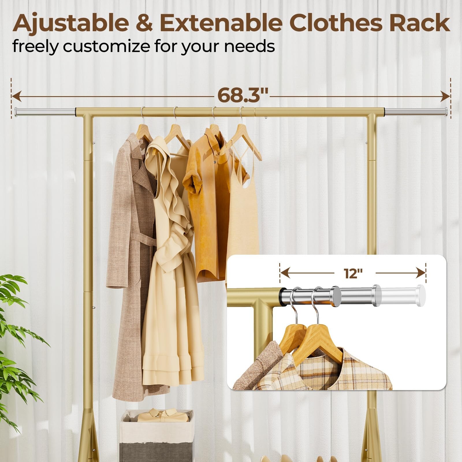 Heavy Duty Clothes Rack Load 450 LBS, Metal Garment Rack, Standing Rolling Cl…