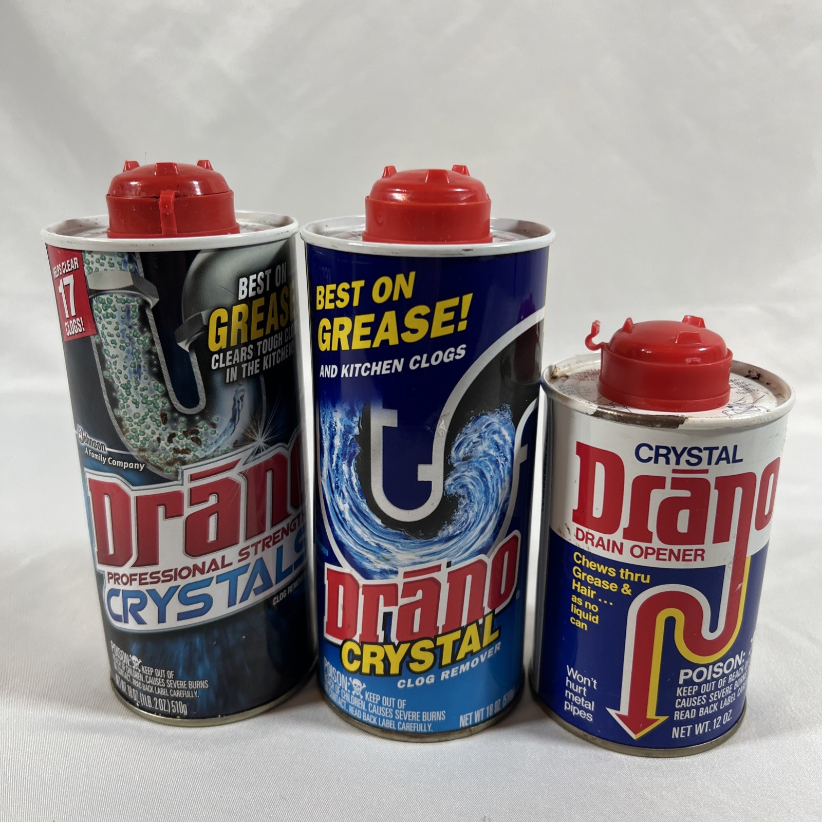Drano Crystals Professional Strength Clog Remover Lot of 3 – 46oz (2lbs 14oz)
