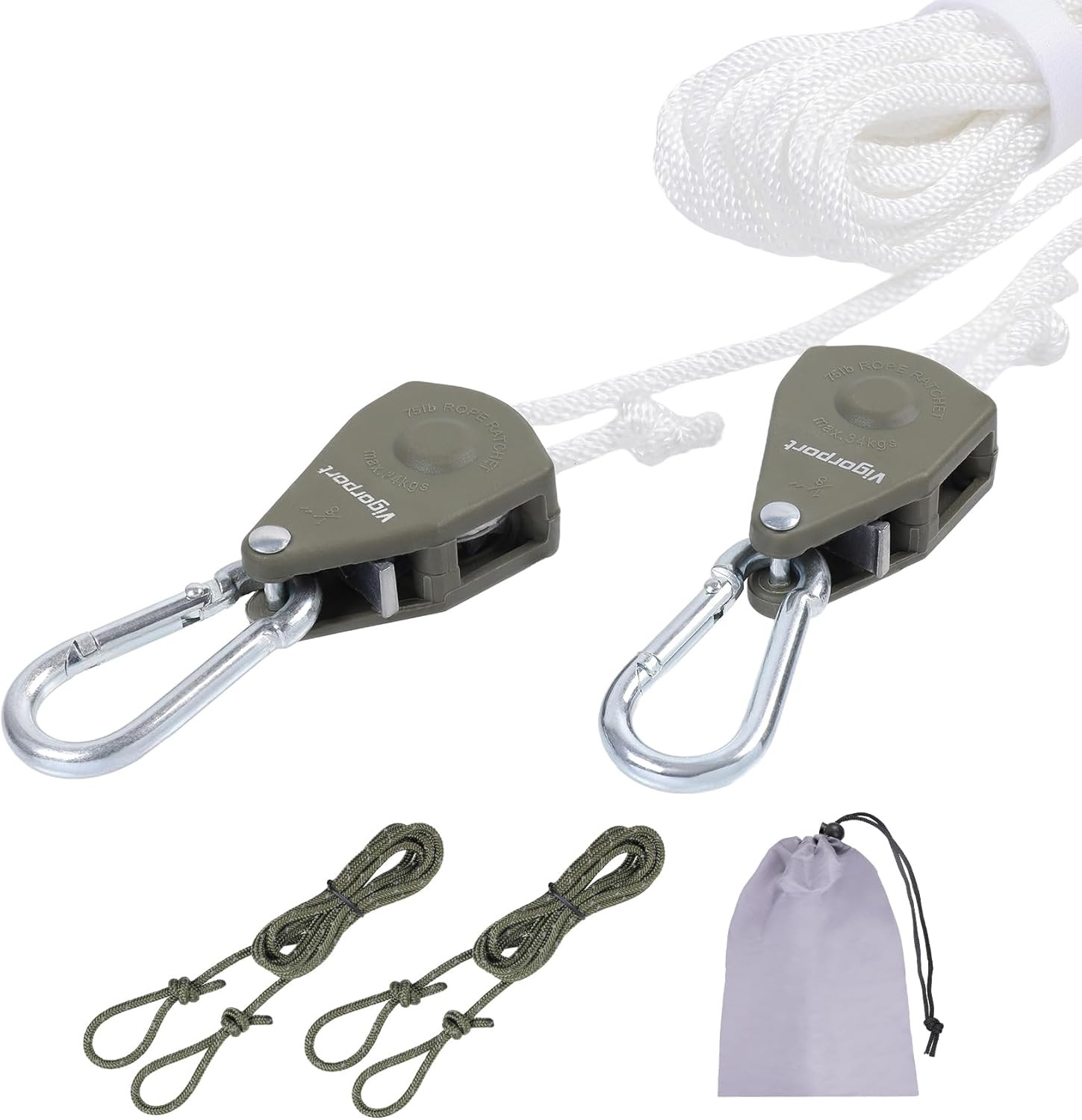 Tendedero de retractil viaje portatil cuerda polea mosqueton camping 19Ft