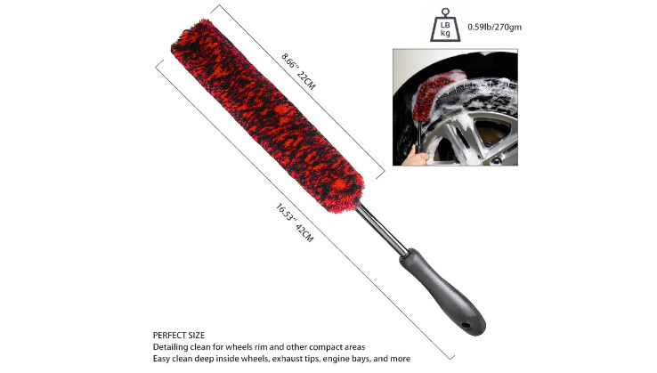 Wool Car Cleaning Brush Synthetic Wheel Cleaner Tire Rims Spokes Fenders 3 Pack