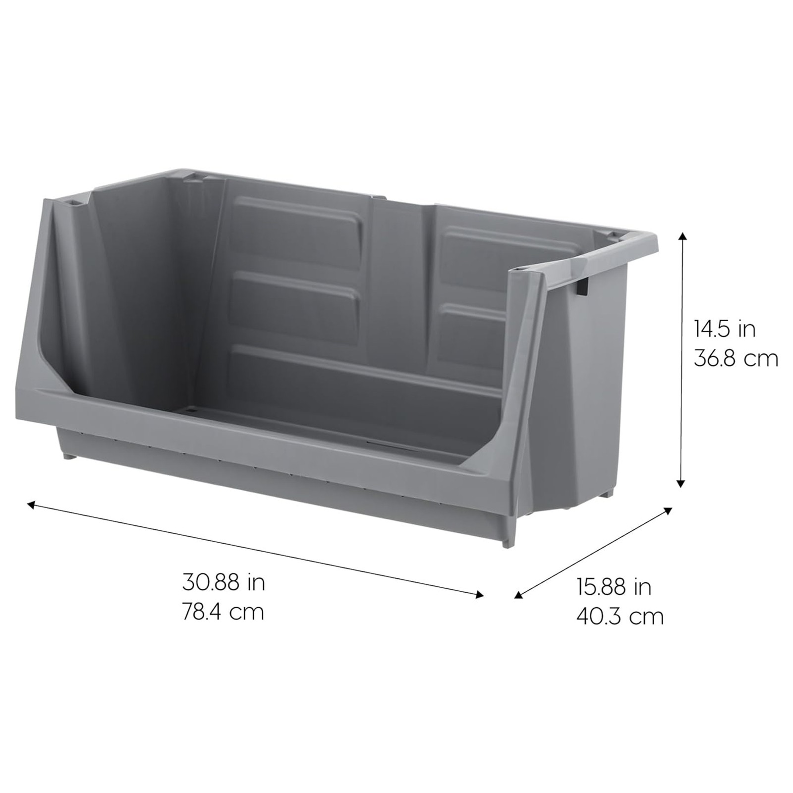 IRIS USA Open Front Storage Bins, Heavy Duty Stackable Bins, 3 Pack, Dark Gray