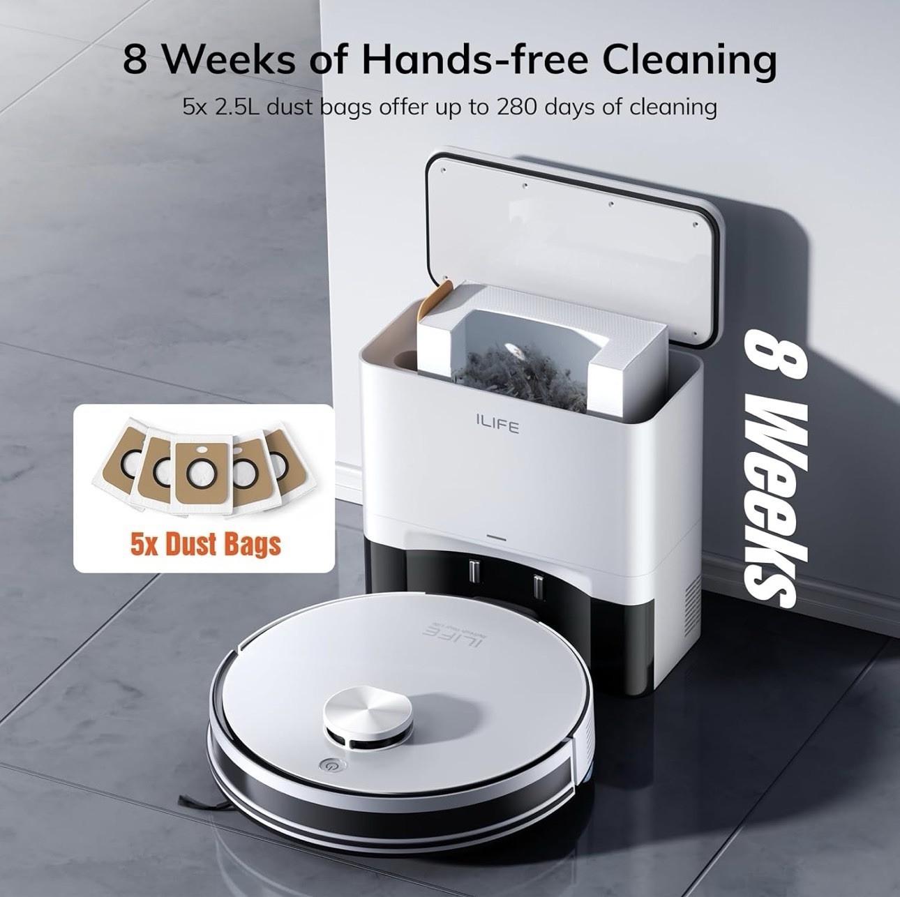 New ILIFE A30 Pro Robot Vacuum and Mop, Self Emptying Station for 60 Days