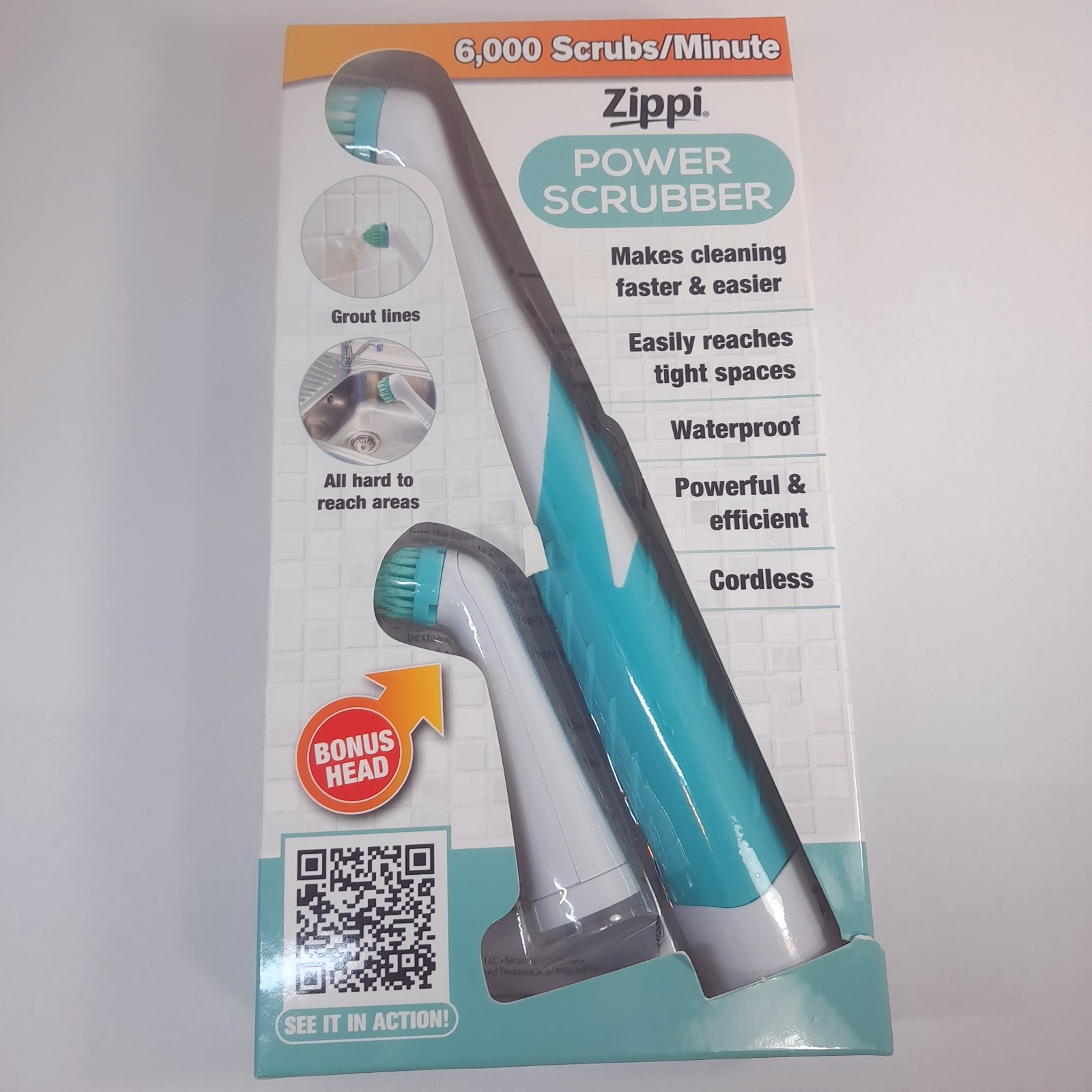 NEW Zippi Power Scrubber Cordless Cleaning Brush spinning cleaning tool powered