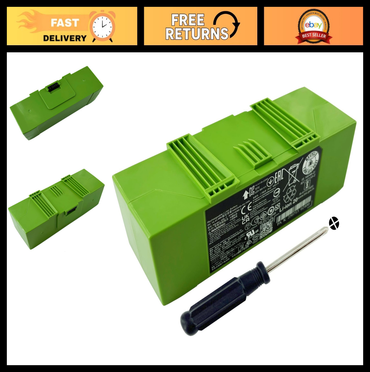 High-Capacity 64.2Wh Replacement Battery for iRobot Roomba j5 j6 j7 j8 e5 e6 i1-