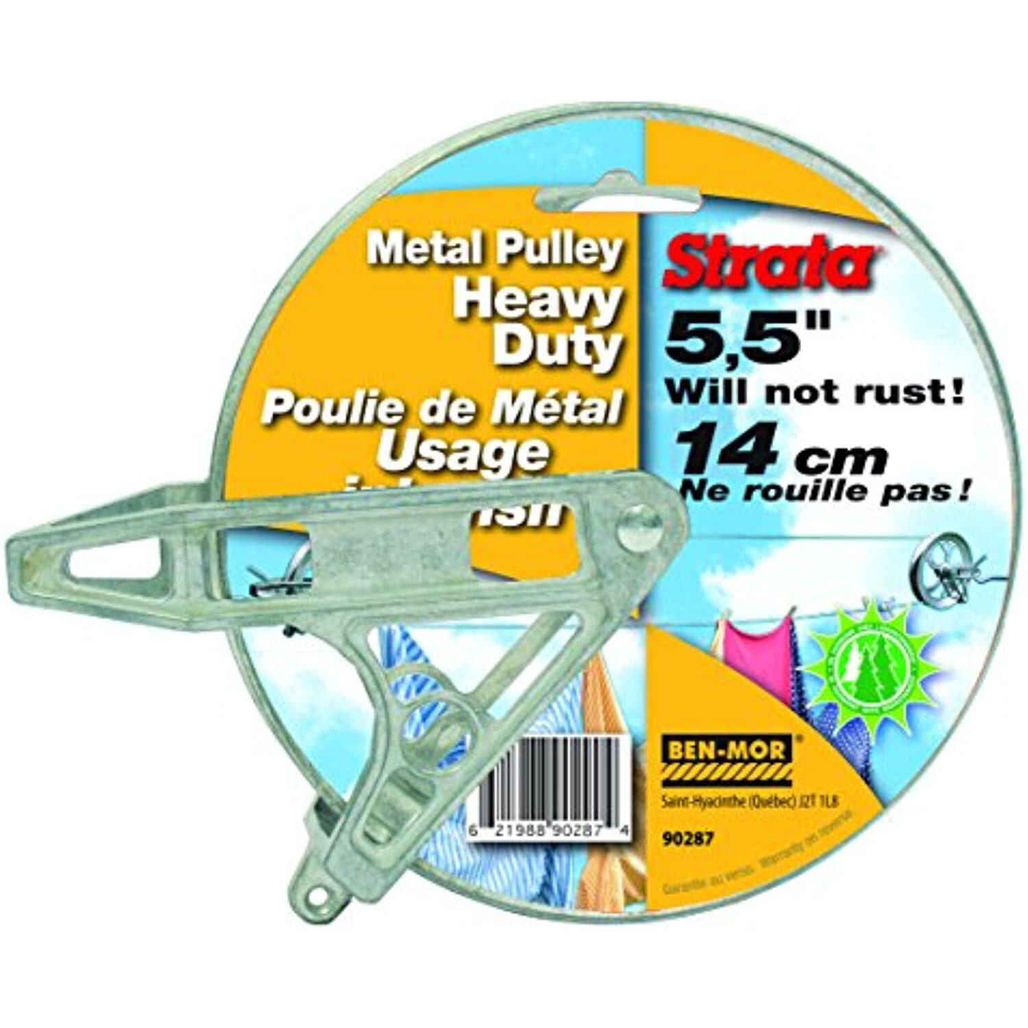 Strata Clothesline Pulley – 5.5” Heavy Duty Metal, Rustproof Silver for Outdoor