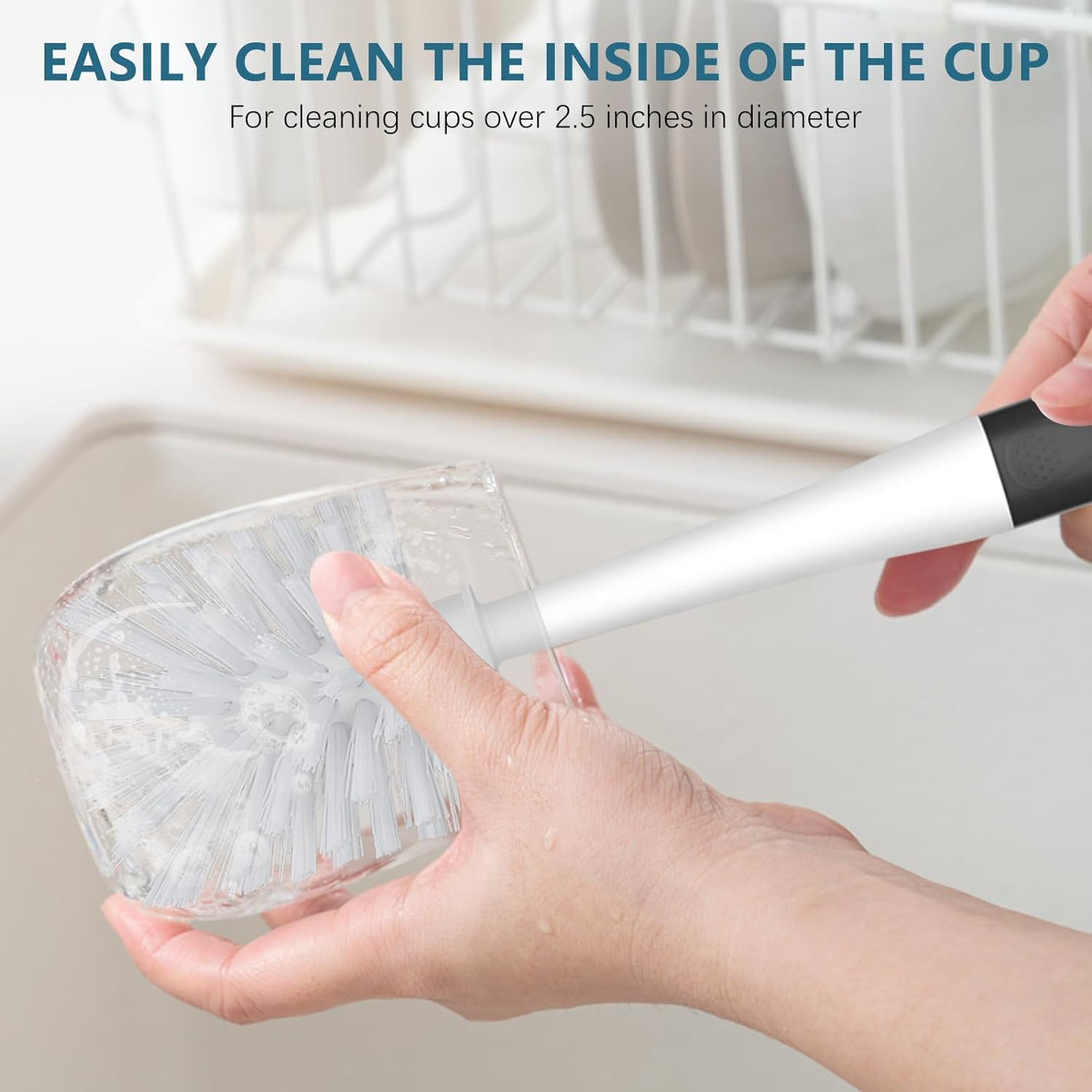 Dish Brush Set of 3 with Bottle Brush, Dish Scrub Brush with Long Handle Deep Cl
