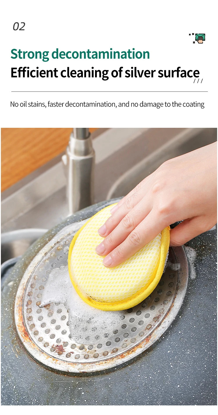 10 Pcs,Round Sponge Scrubber – Double-Sided Cleaning, Easy Stain Removal