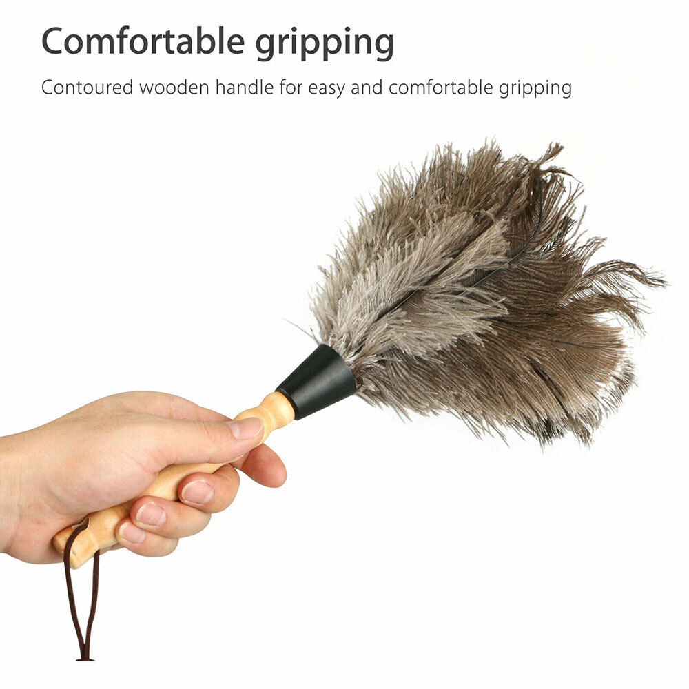 13″ Ostrich Feather Duster Durable Dust collecting Cleaning Tool In Wool Shop .