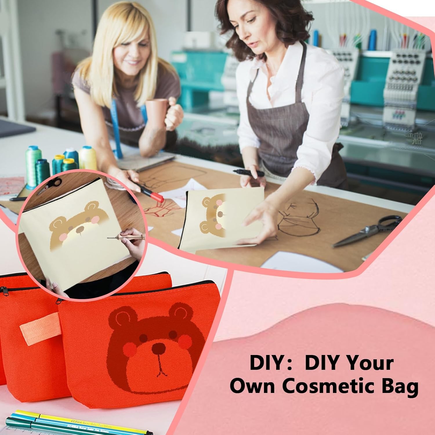 60 Pcs Canvas Makeup Bags Bulk Multi-Purpose 9.8 x 5 x 2 Inch, Multicolor