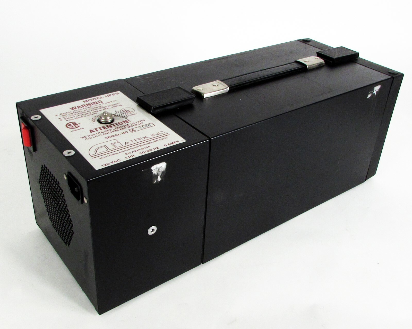 Atrix, Inc. – Model UFPR, Immediate Containment Vacuum 120VAC. 50/60Hz, 6 AMPS