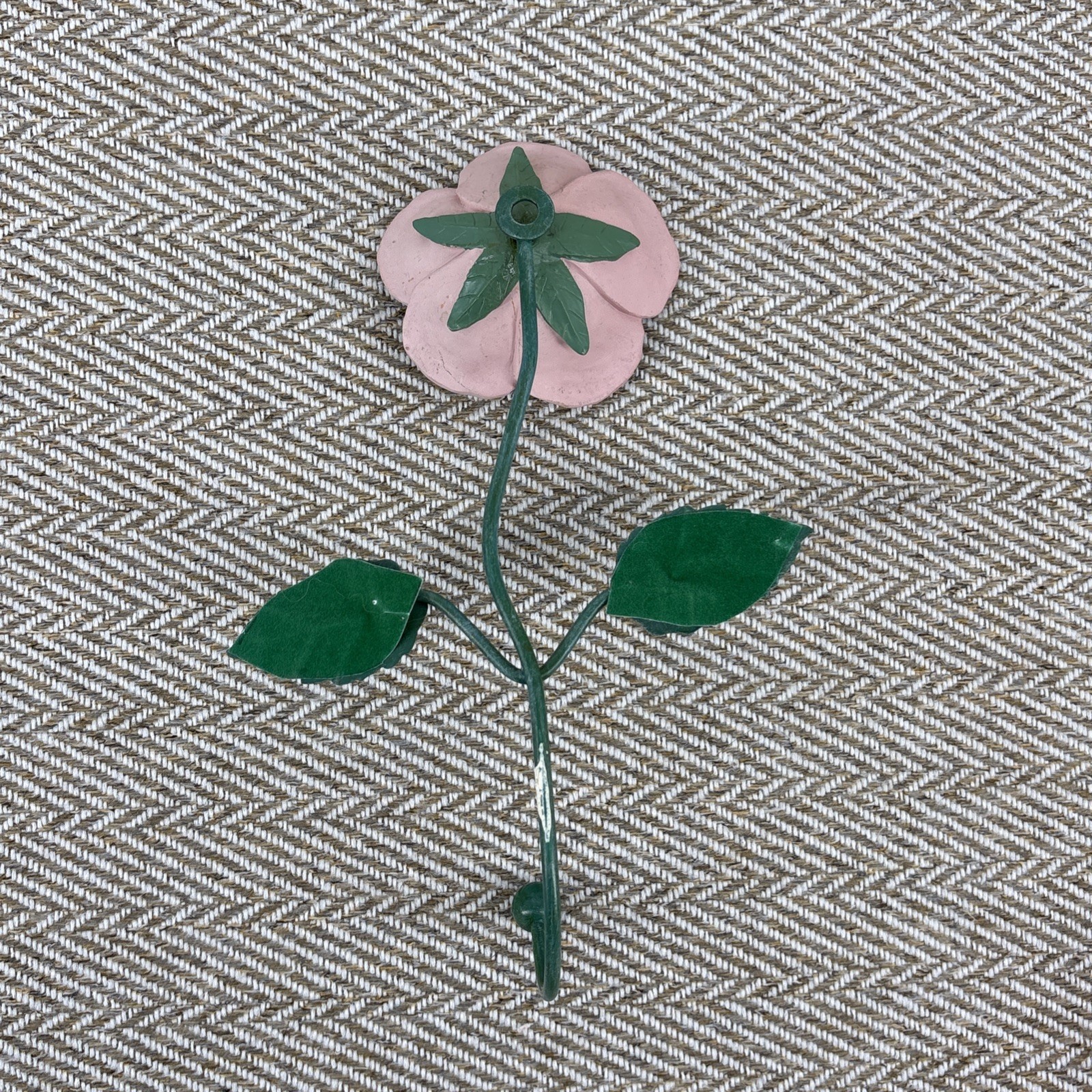 Pink Enameled Rose Wall Hook Shabby Chic French Country Cottagecore 8′