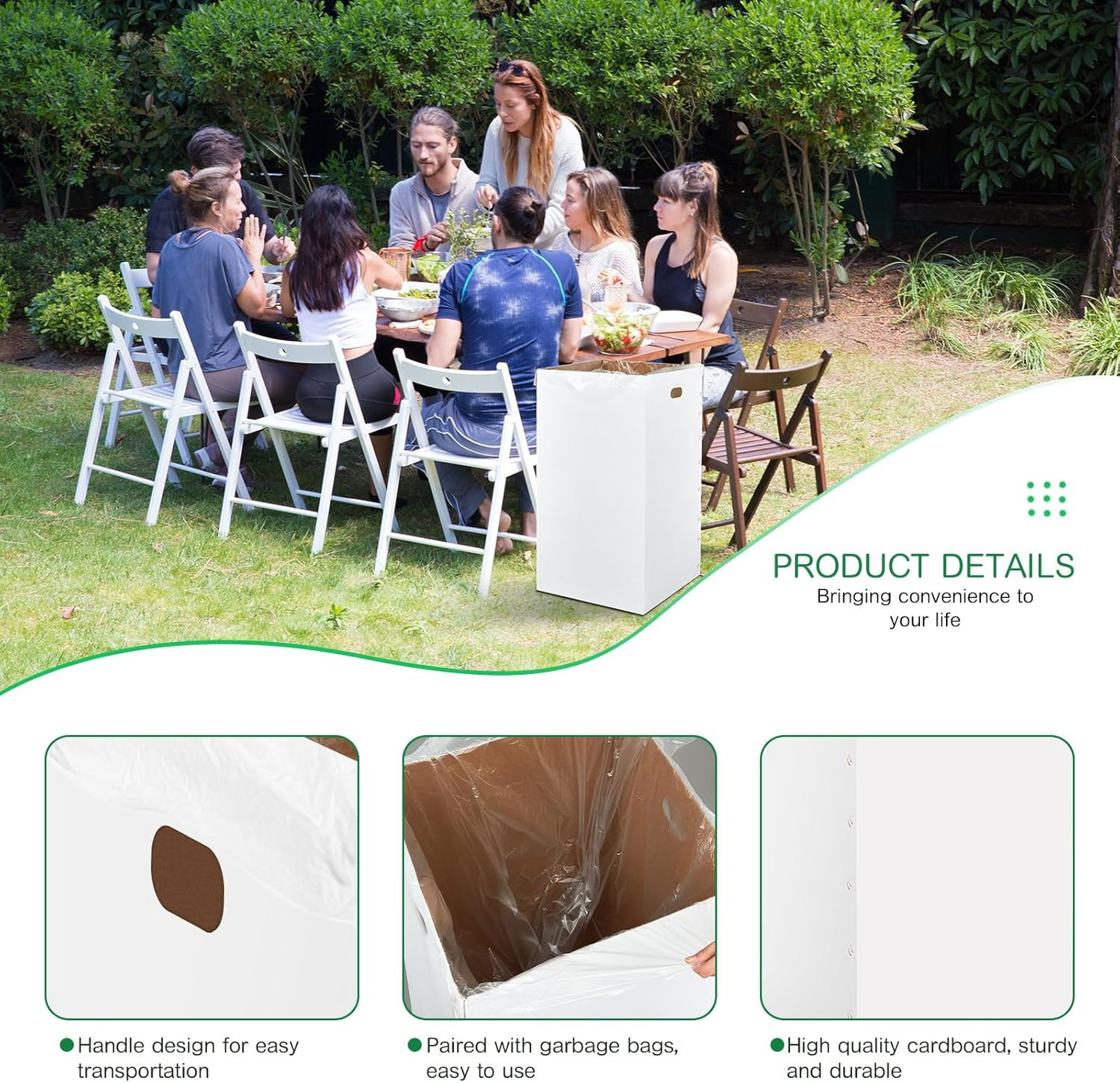 20 Pcs 50 Gallon Disposable and Reusable Corrugated Cardboard Trash Cans for Eve