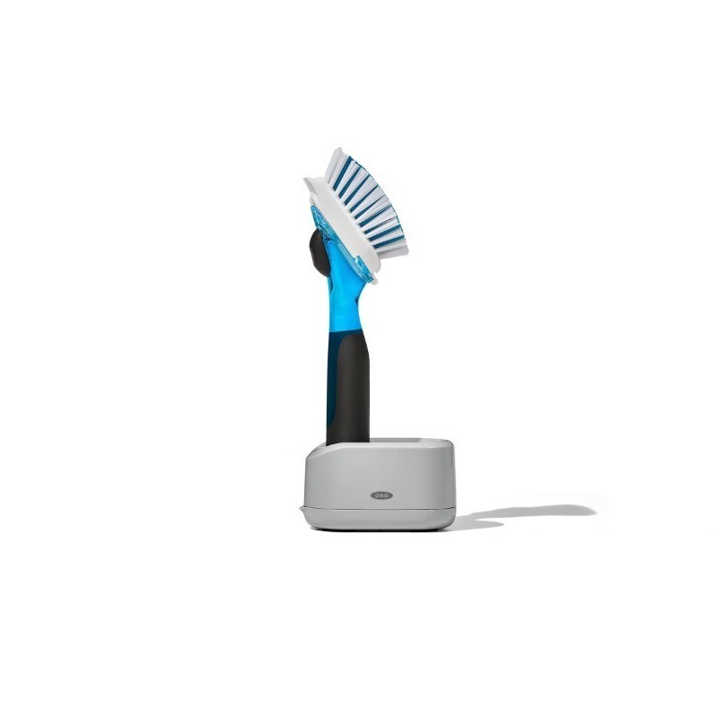 Soap Dispensing Dish Brush Storage Set: Nylon Scrub Brush