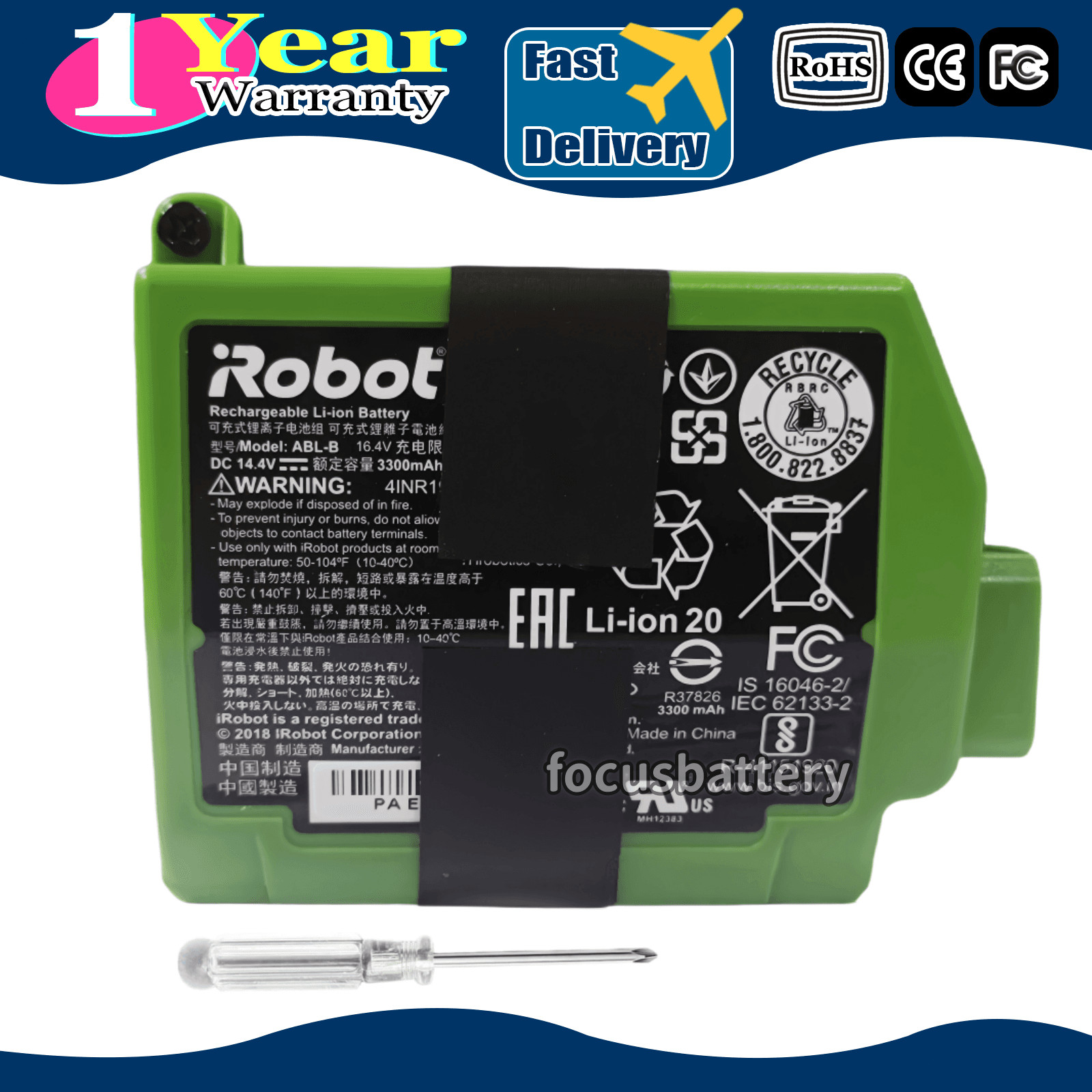 New Genuine 48Wh ABL-B 4INR19/65-2 Battery for iRobot Robot Roomba S9 S9+ S9550