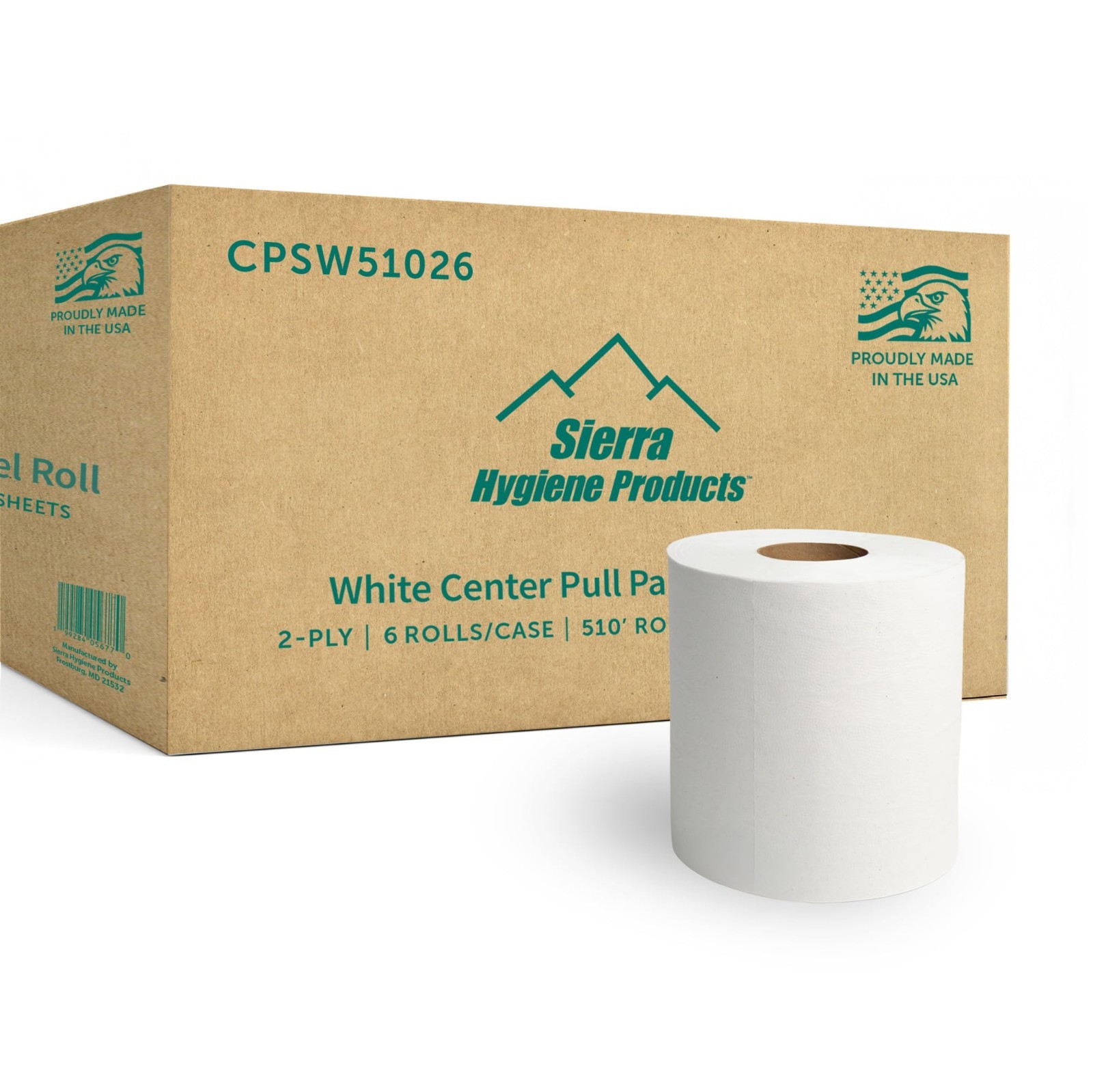 Sierra Hygiene 510’ Centerpull Paper Towels (7.5″x10.5″) 2-Ply White-6/Case, USA