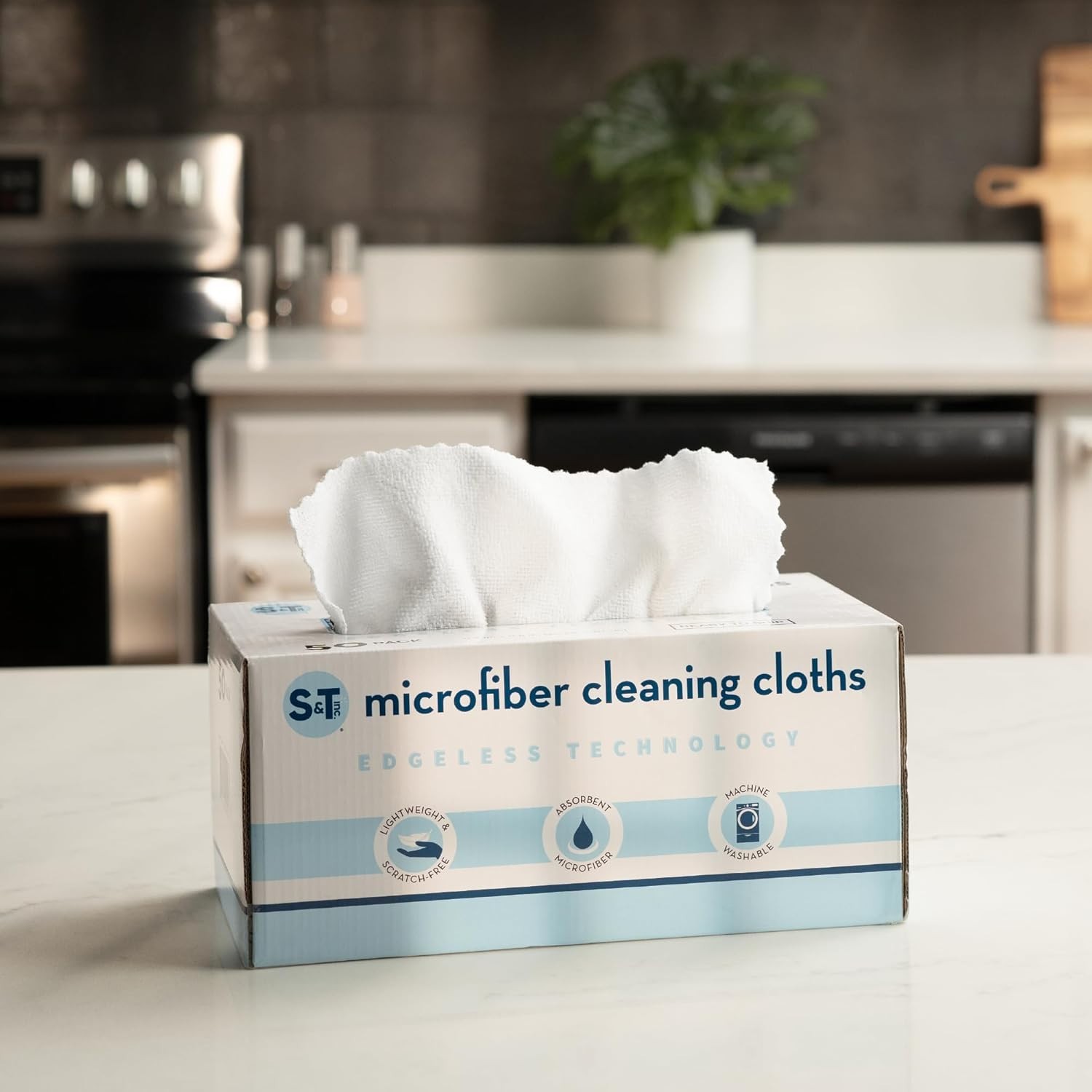 S&T INC. 50 Pack Microfiber Cleaning Cloth with Box, Bulk Towels for Home, Re…
