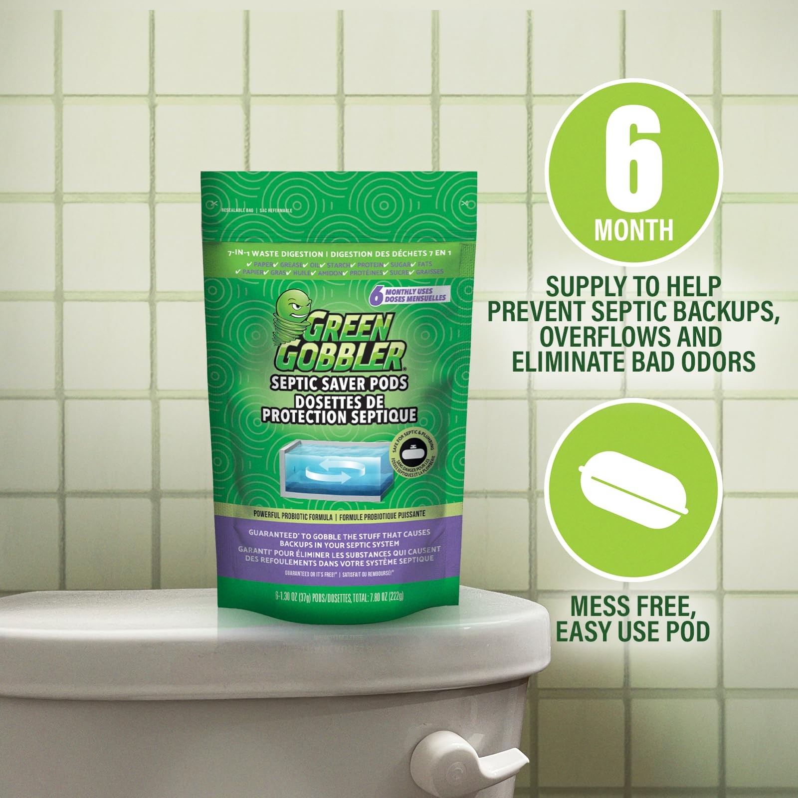 Septic Tank Enzyme Treatment Packets, 6 Month Supply – Powerful & Natural
