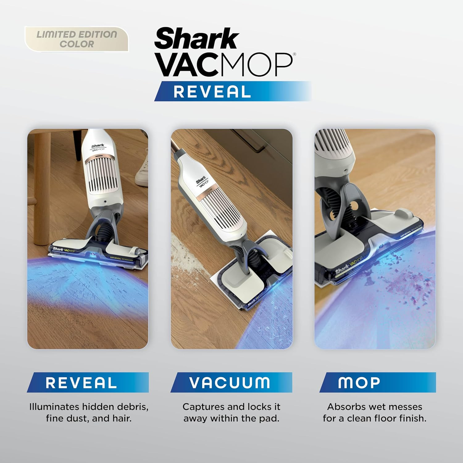 Shark VACMOP Reveal Cordless Hard Floor Cleaner, Vacuum & Spray Mop, Powerful Su