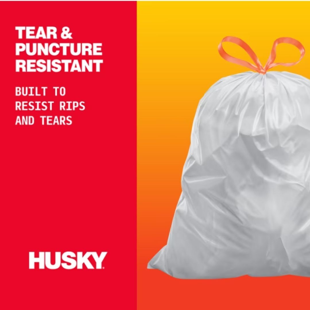 Husky 13 Gallon Tall Kitchen Drawstring Bags, 120 Bags New