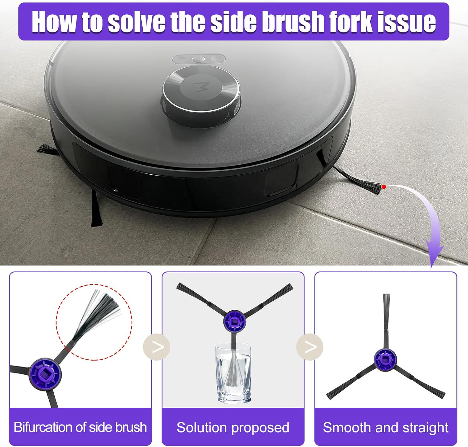 Side Brush Replacement Kits for Eureka E10S E20 plus Robot Vacuum Cleaner Parts-