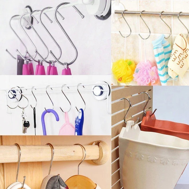 10-50pc Stainless Steel S Hooks Kitchen Meat Pan Utensil Clothes Hanger Hanging